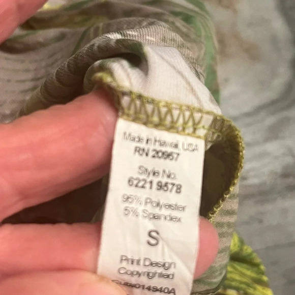 Tori Richard Honolulu Green Tropical Print V Neck Jersey Dress Small - Picture 7 of 9